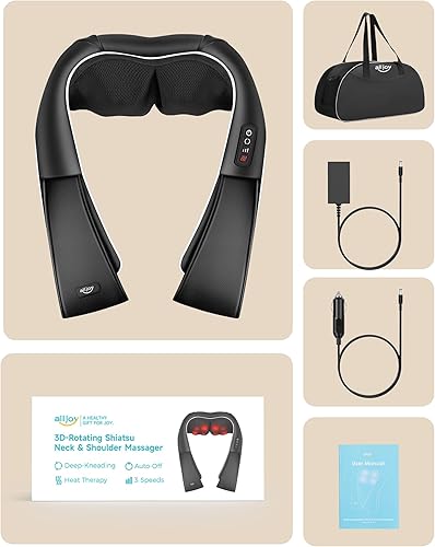 Miniatura 8 de ALLJOY Masajeador de cuello para aliviar el dolor de tejido profundo, masajeador Shiatsu de espalda con calor, regalos de Navidad para mujeres,