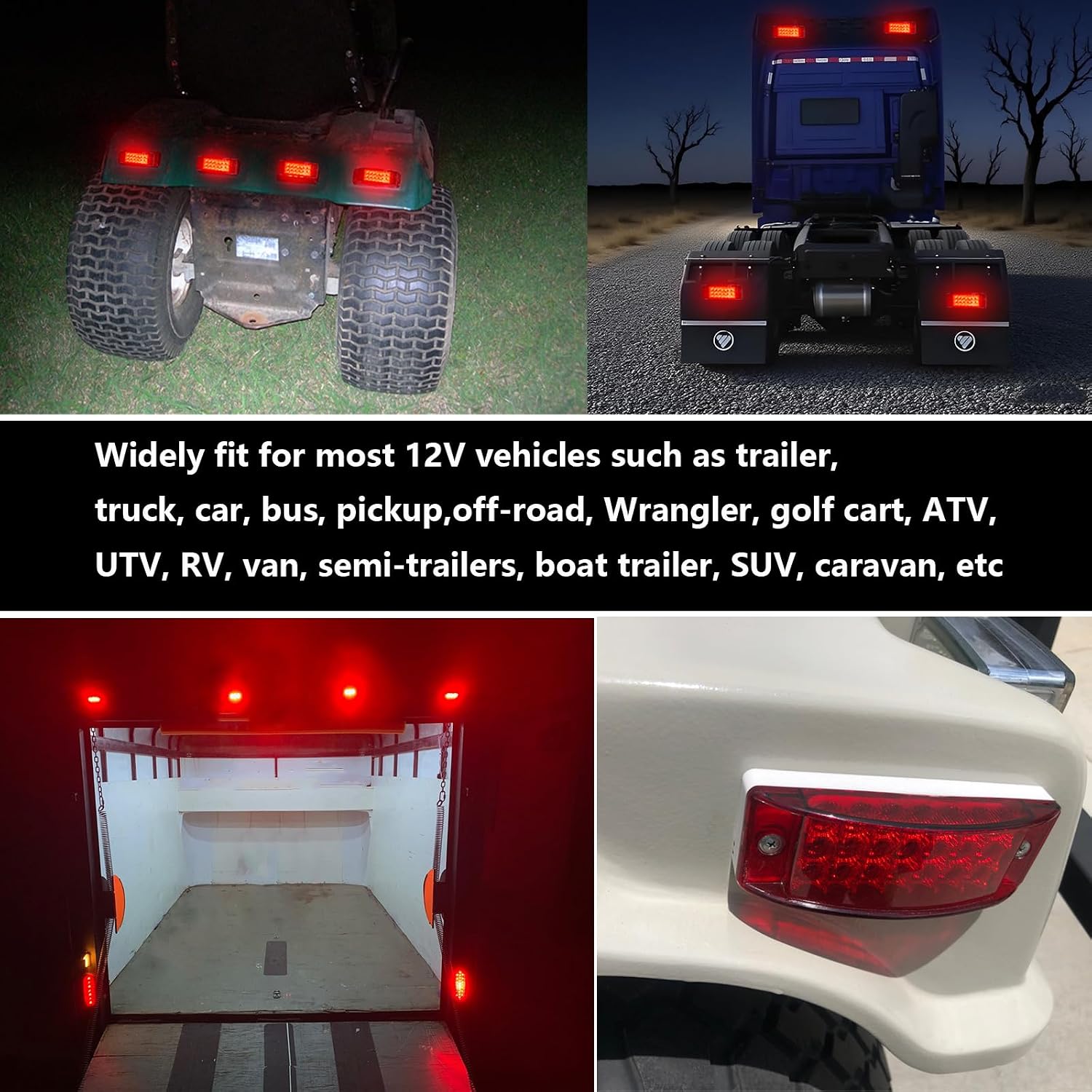 4Pcs 5.8" Red 21LED Side Marker Clearance Trailer Lights, 3-in-1 Front Rear Brake Strobe Sequential Signal Indicator Waterproof 12V Rectangular Tail Light for Truck Camper Bus Van RV ATV
