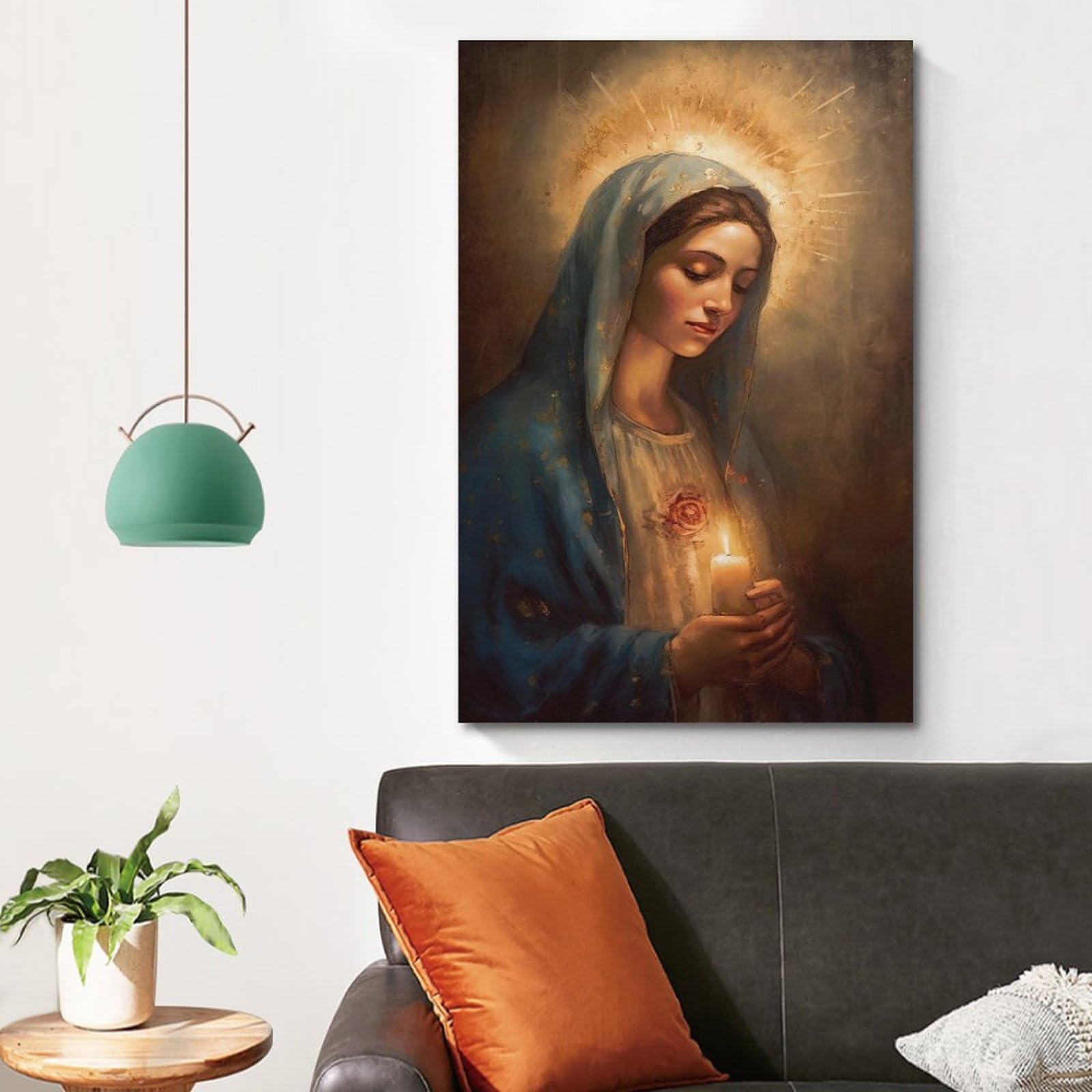 Tableau Décoratif Vierge Marie - Impression Sur Toile 20x30 Cm - Style Peinture à L'huile Religieuse Moderne - Sans Cadre - 4