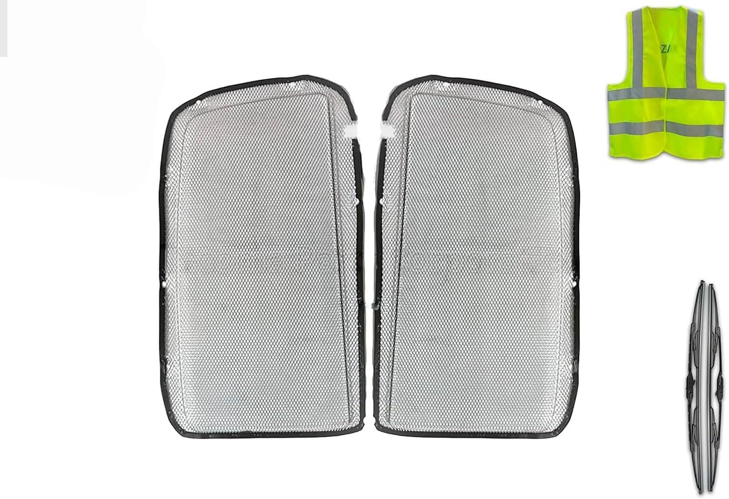 KOZAK Aluminum Mesh Net Bug Net (Passenger Right & Driver Left Side) Pair For Grille Compatible with Kenworth T660 PLUS Logo, 2x 22" Windshield Wipers and Kozak Vest