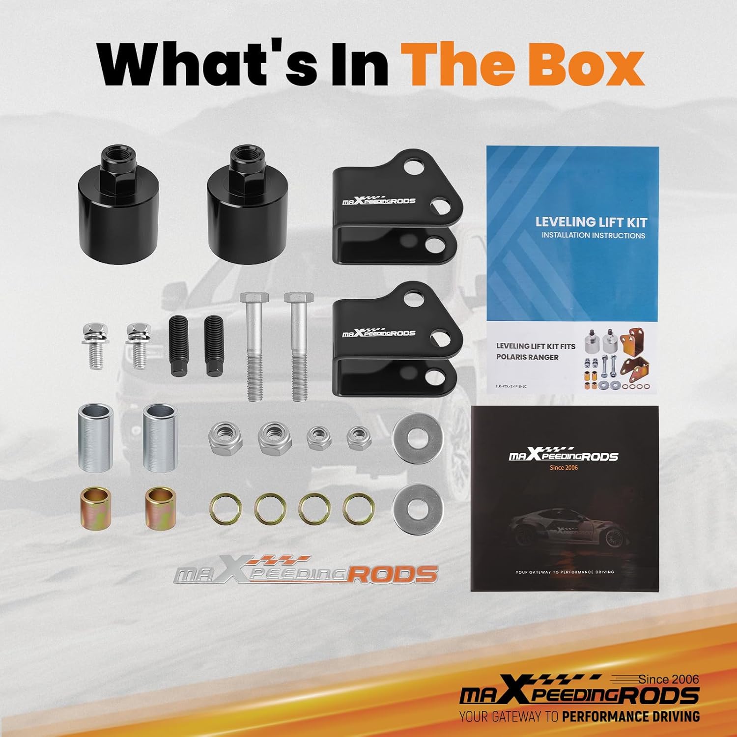 maXpeedingrods 2" Lift Kit for 2014-2023 Polaris Ranger 500 570 Midsize EPS ETX Crew Full-Size, UTV Suspension Lift Spacer Kit w/All Hardware, Black