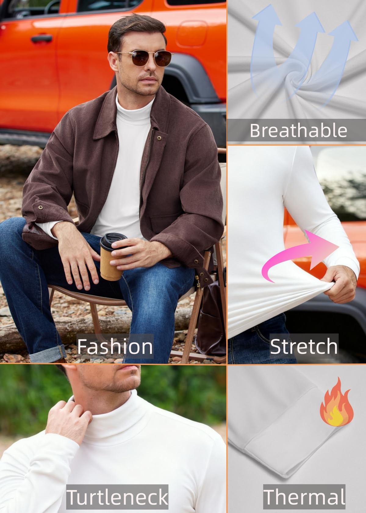Ekouaer Maglia Termiche da Uomo Invernale Biancheria Intimo Termica a Maniche Lunghe a Collo Alto S-3XL