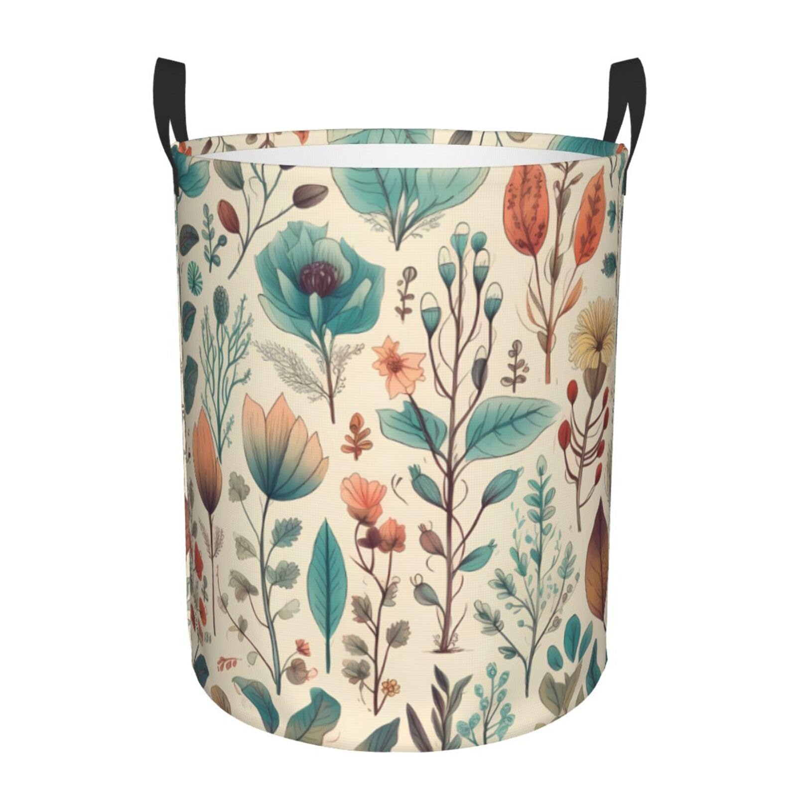 Sac à linge imperméable et grand panier autoportant à fleurs