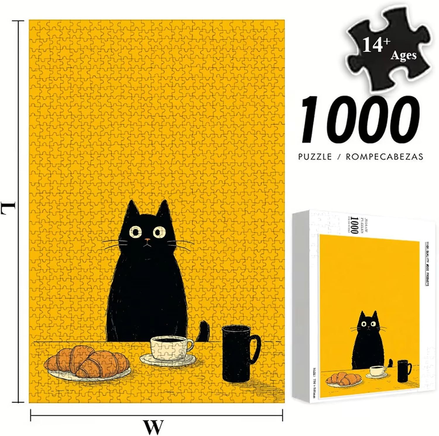 Puzzle 5000 sztuk dla dorosłych kot i karmienie puzzle z literami z tyłu i plakatem antystresowe hobby dekoracja ścienna prezent dekoracja dla kobiety mężczyzny 181 x 105 cm 14 lat P3 1381