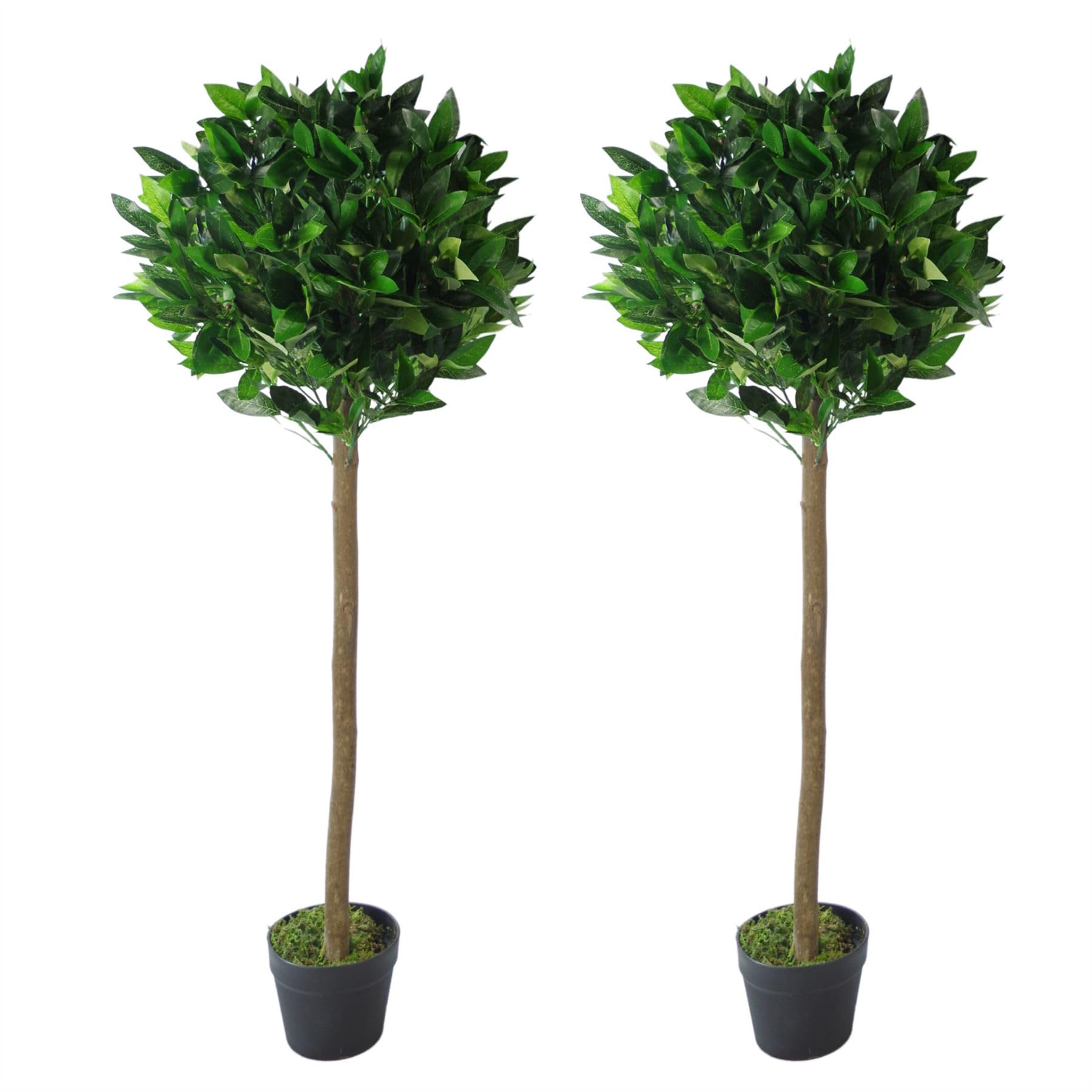 Blue Pirate Green Pair Artificial Bay Topiary Trees 120Cm Trunk