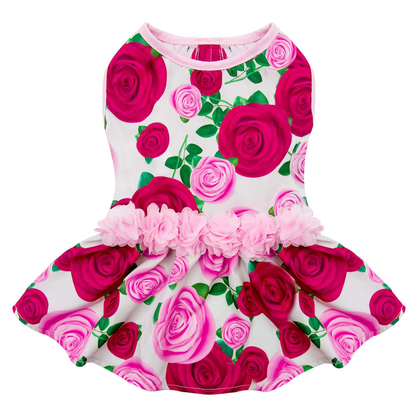 KYEESE Dogs Dress Floral Rose with Flowers Decor Elegant Princess Doggie Dress Small Dogs Spring Summer