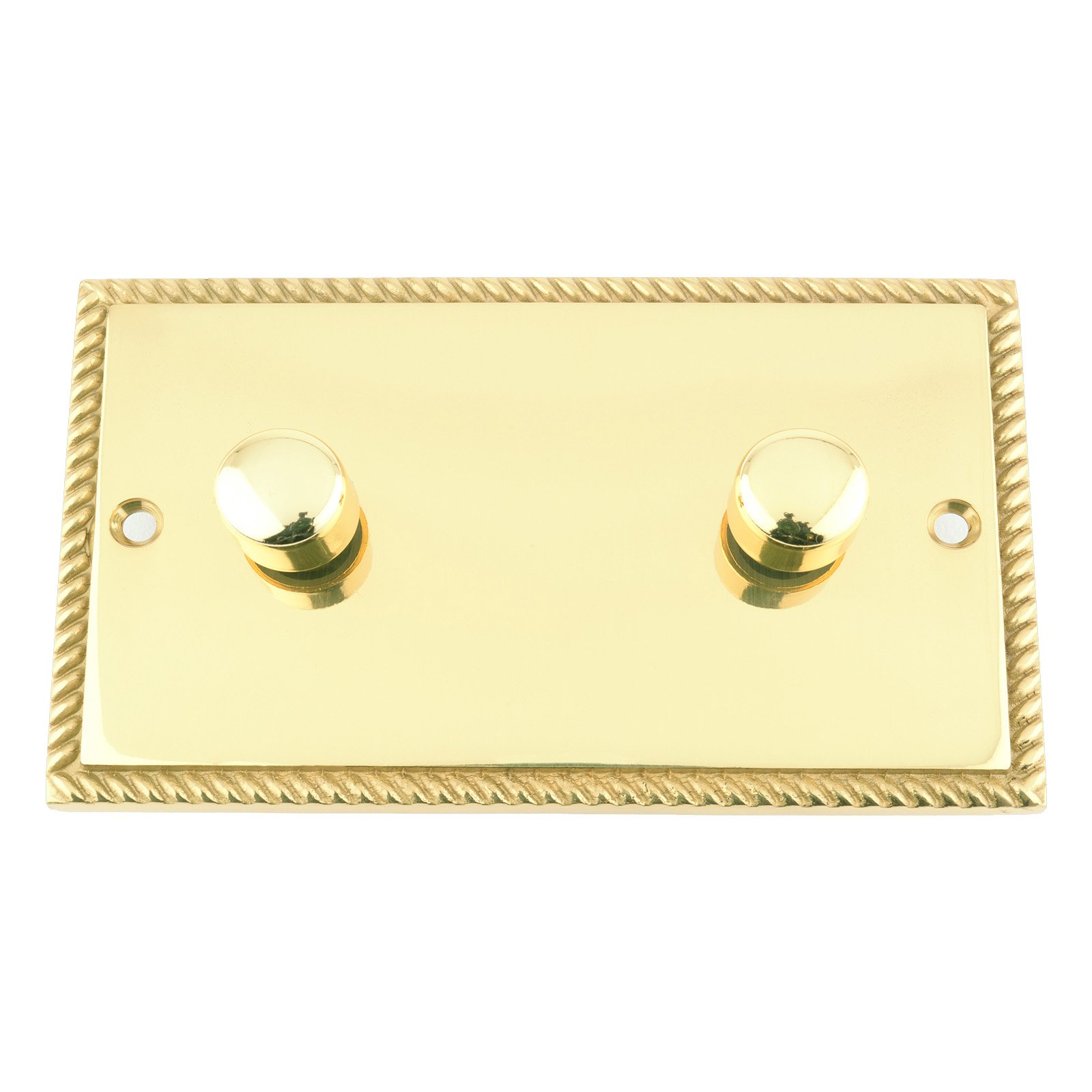 A5 Products Brass Light Dimmer Switch 2 Gang - Push On/Off 1000W - Polished - Georgian - 2 Gang 2 Way 10 Amp