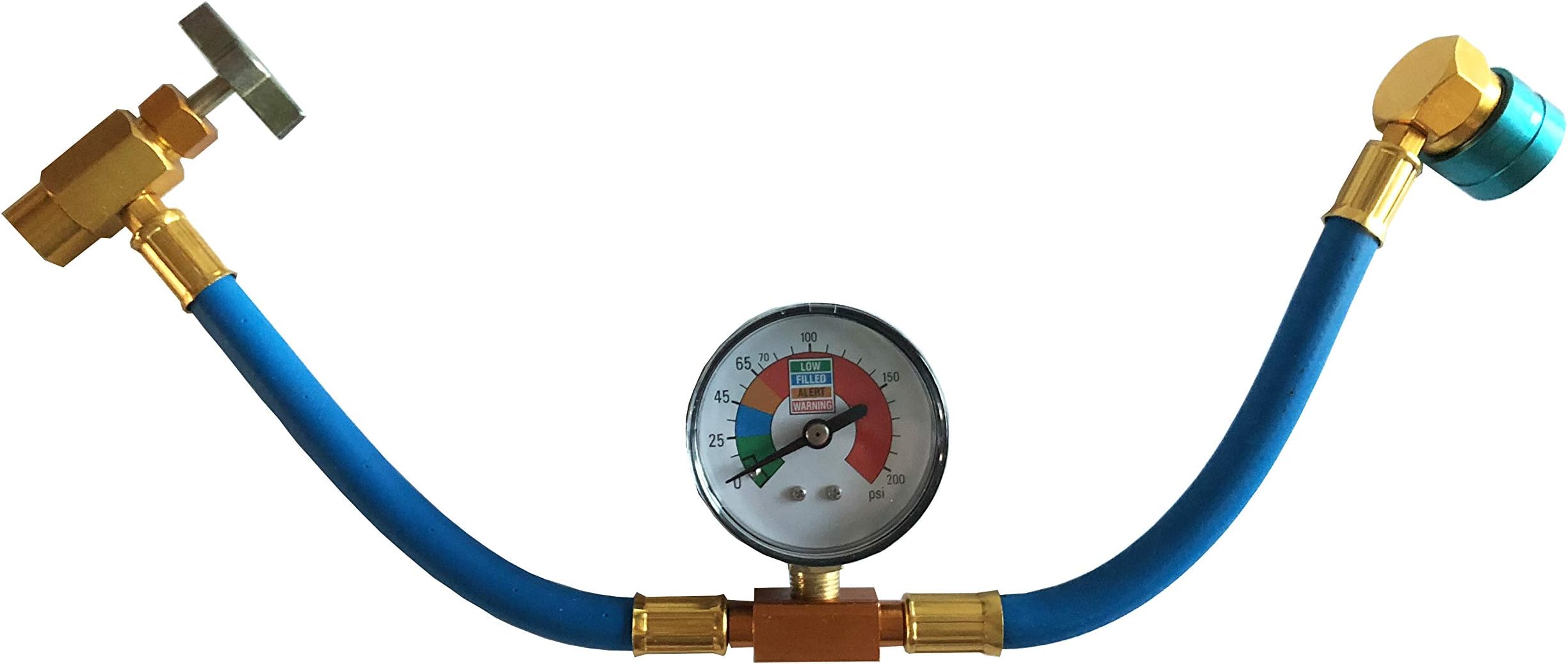 R1234YF Car AC Refrigerant Charge Hose Kit,Auto 1/2'' LH R1234YF Air Conditioning Refrigerant Charging Hose with Gauge (Blue)