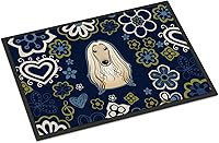 Vista 269 de Caroline's Treasures BB1449JMAT - Tapete de bienvenida de carlino negro, 24 x 36 pulgadas, tapete azul para puerta delantera, para interiores