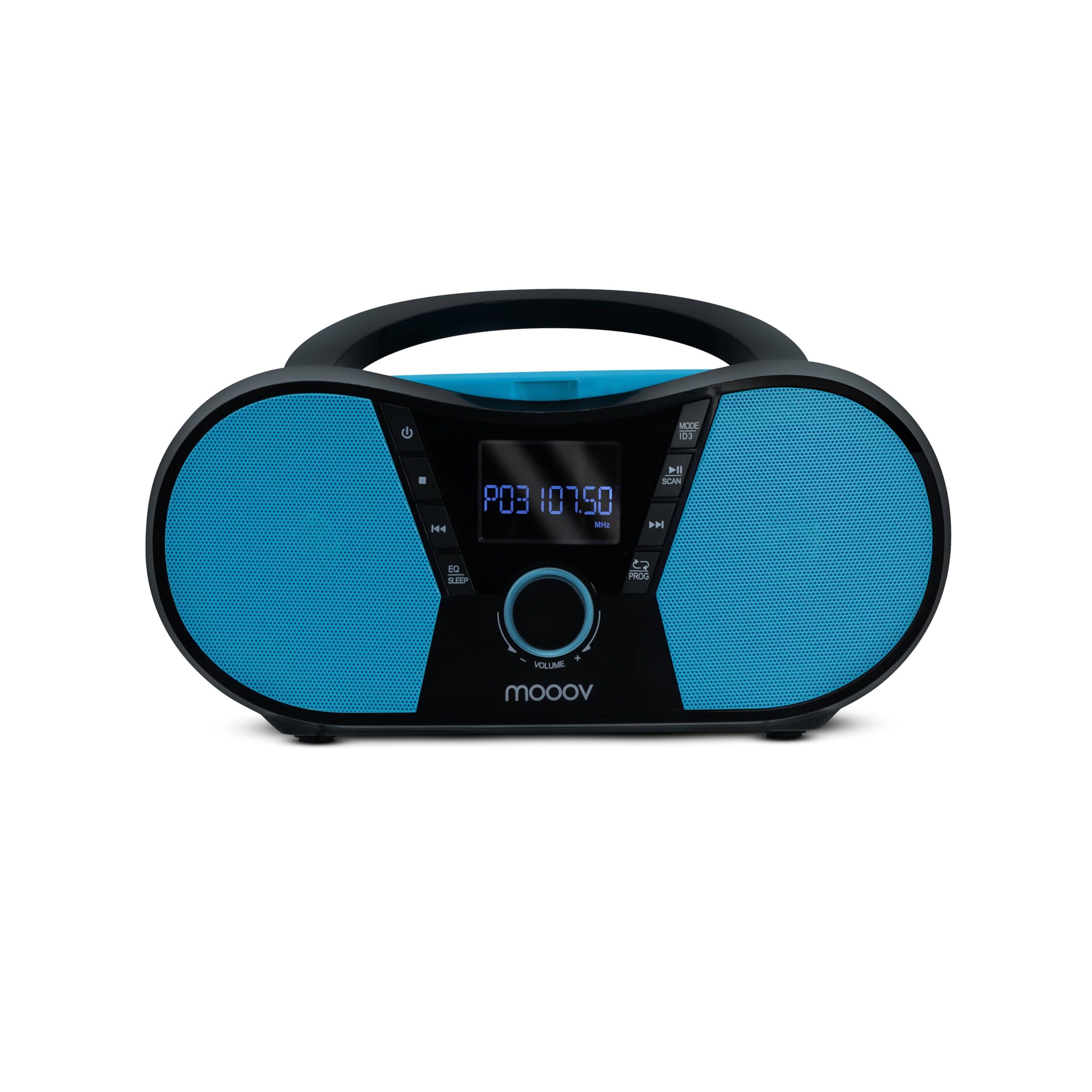 MOOOV 477412 Lettore CD Sportman con Radio FM, Porta USB, Funzioni Sleep e ID3 schermo LED, AUX-in, Uscita Cuffie, Equalizzatore