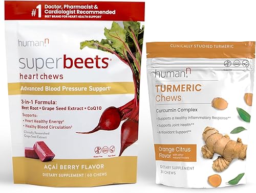 humanN SuperBeets Heart Chews Advanced & Turmeric Chews