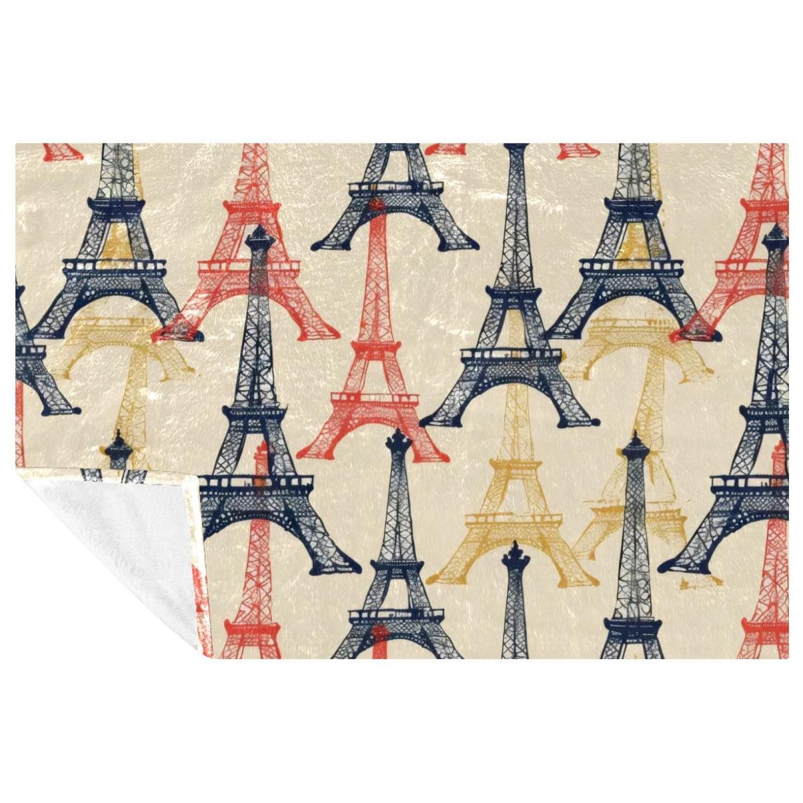 Couverture chaude Tour de Paris confortable et plaid imprimé lit canapé 150x100