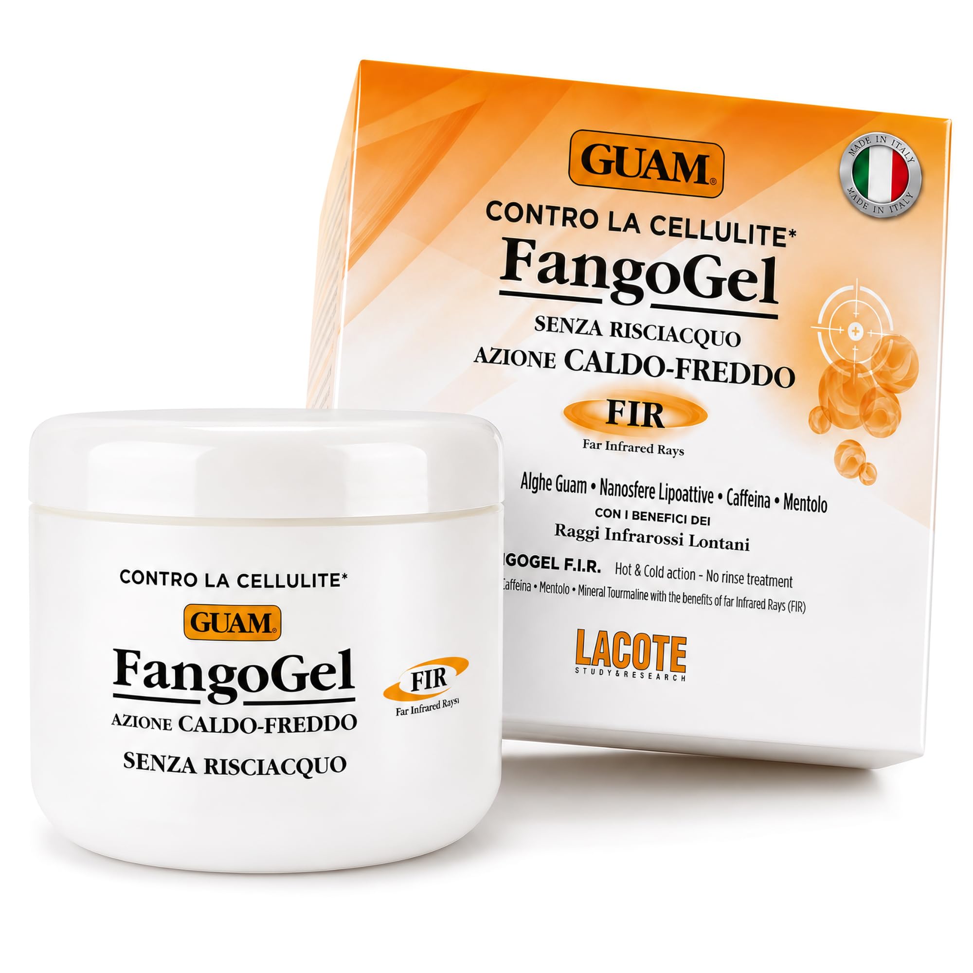 Guam FangoGel Anti-Cellulite Gel aux Algues Marines et Tourmaline 300 ml - Action Chaud-Froid, Sans Rinçage, Absorption Rapide - Lisse l'aspect Peau d'orange et Raffermit Ventre et Cuisses