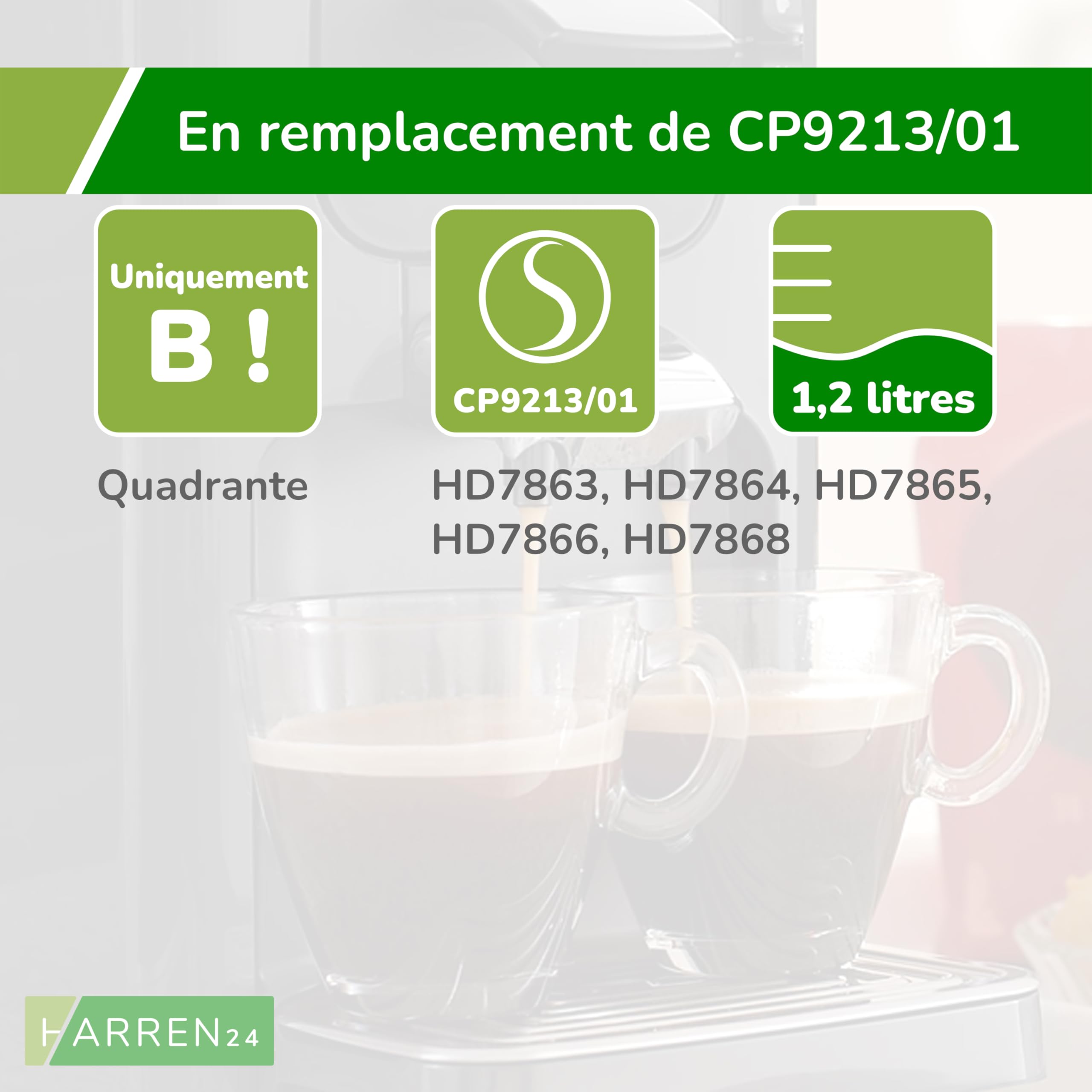 Réservoir d'eau CP9213 compatible avec Philips Senseo Quadrante, version B uniquement ! HD7863, HD7864, HD7865, HD7866, HD7868, réservoir d'eau numéro de pièce 42225956281