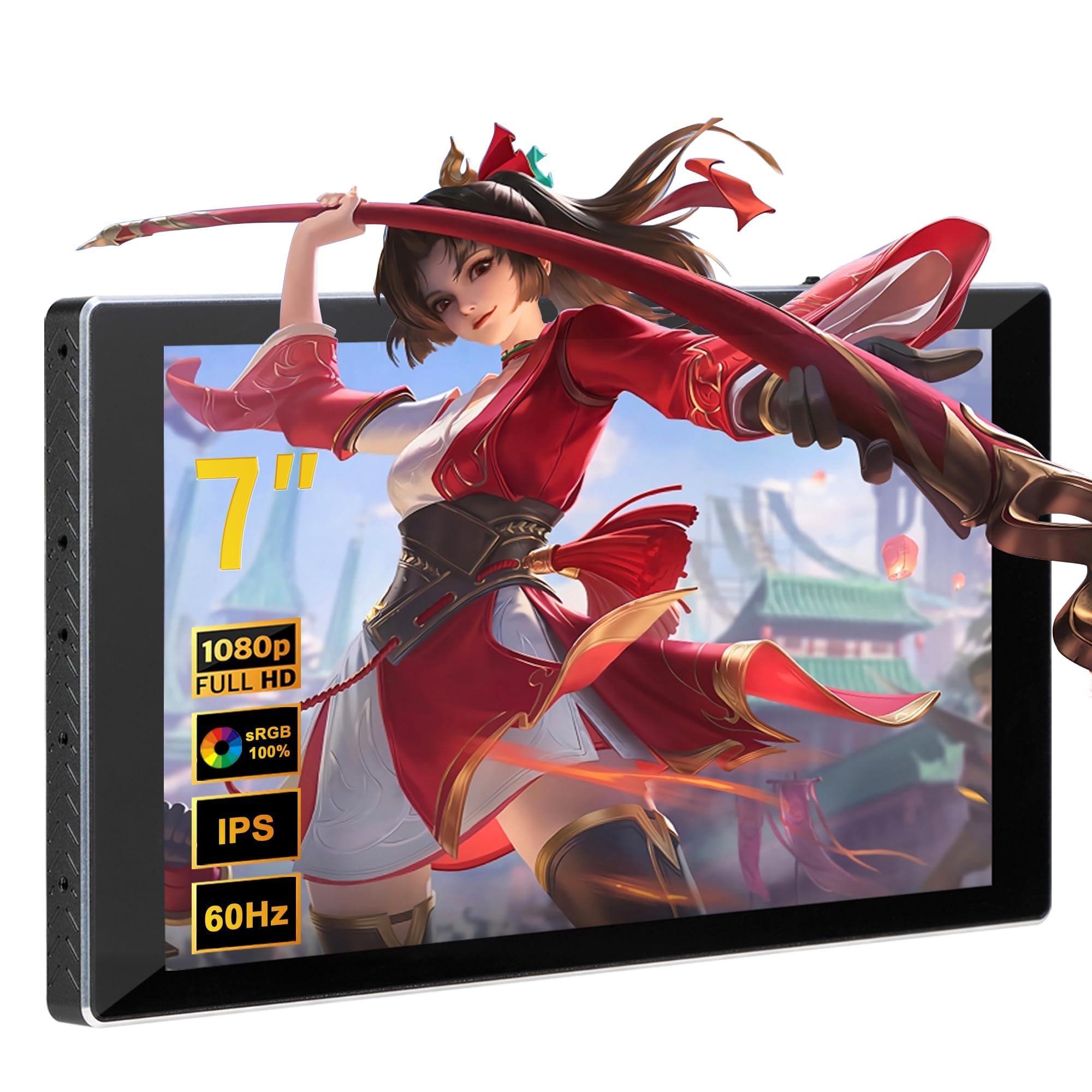 wisecoco 7 inch Portable Monitor 1080P FHD 60Hz Mini Pocket Touchscreen Display USB C HDMI Ultra Thin Lightweight IPS Second Screen Gaming for Raspberry Pi 5/4 PC/Laptop/PS5/XBOX/Switch