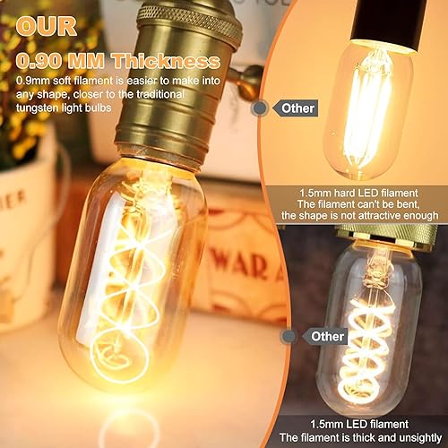 Miniatura 4 de Bombilla LED E26 equivalente a 4 W, bombilla E26 de 40 vatios, bombillas Edison vintage, blanco cálido 2200 K, ámbar E26, bombilla Edison regulable,