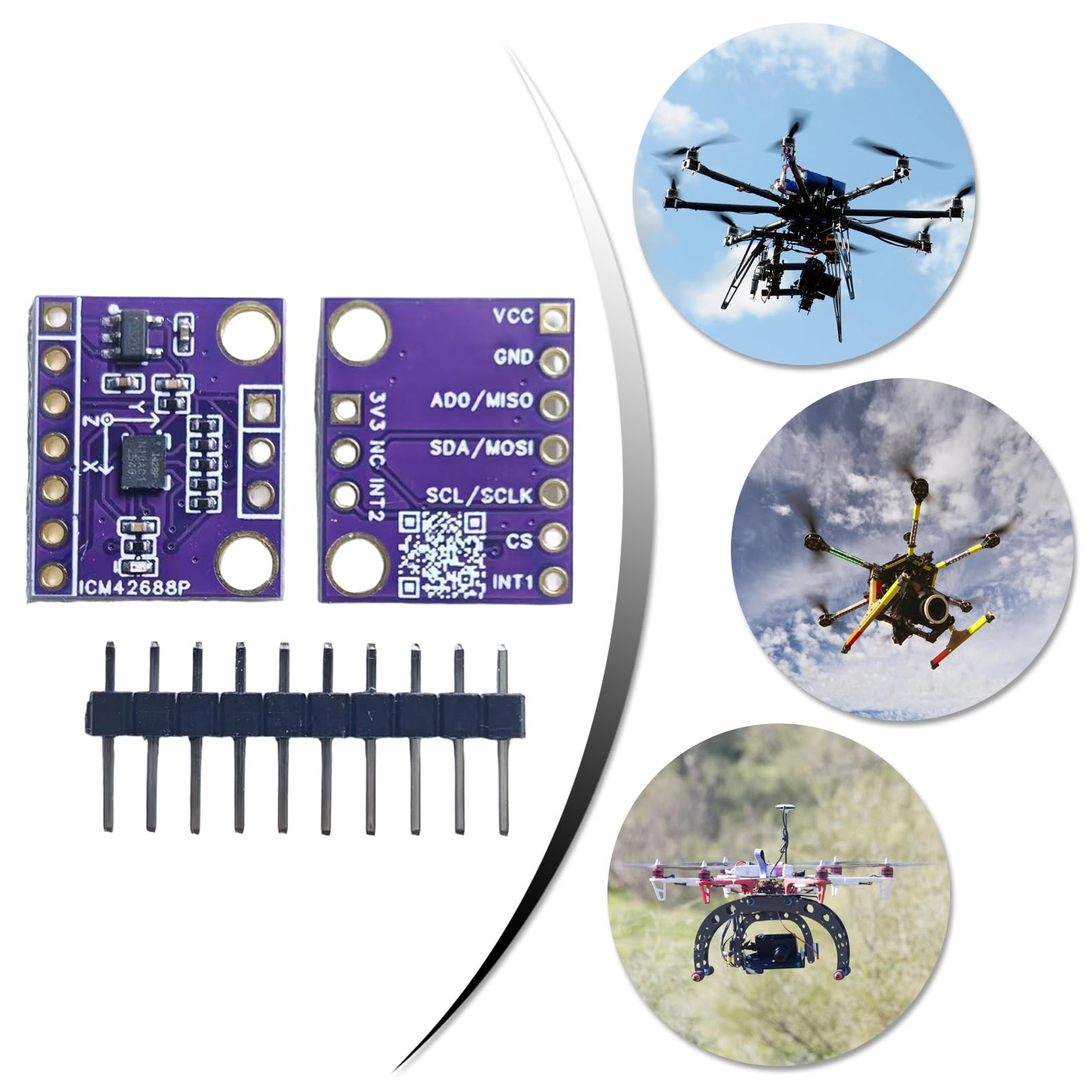 Precisione ICM42688 Modulo a 6 Alberi con deriva a Bassa Temperatura e interfacce IIC SPI per sistemi integrati Indossabili Trasduttore Navigazione