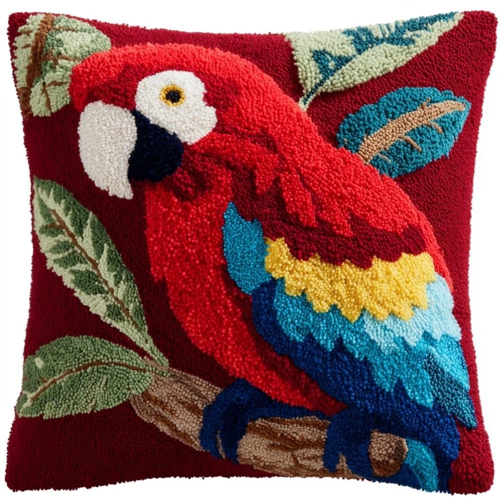 AxiangziK Latch Hook Pillow Kit,Parrot