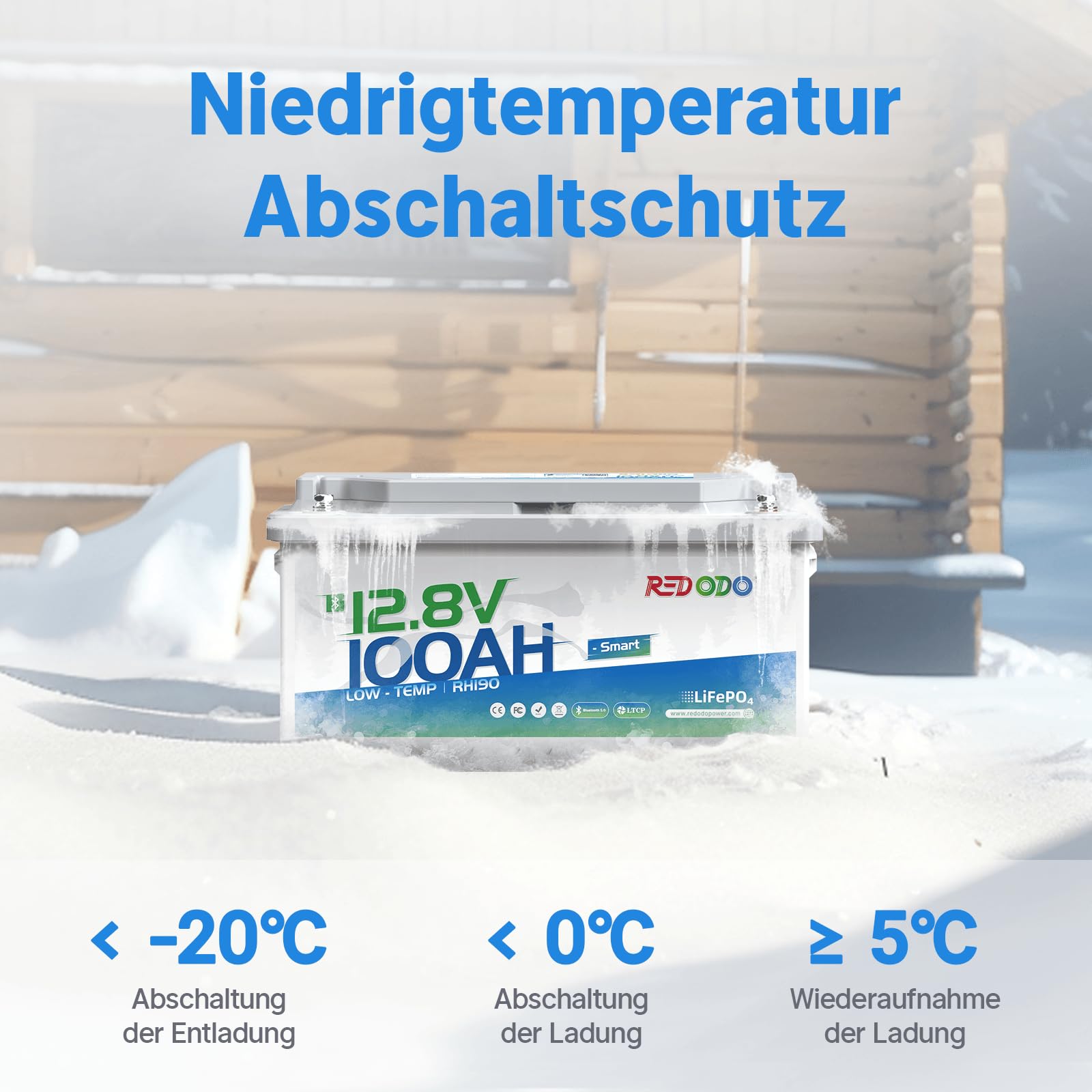 Redodo LiFePO4 bateria litowa 12,8 V 100 Ah H188 mm bateria litowa 4000 + cykli z funkcją ochronną 100 A BMS idealny do większości typów samochodów kempingowych UE, instalacji solarnych, na kemping,