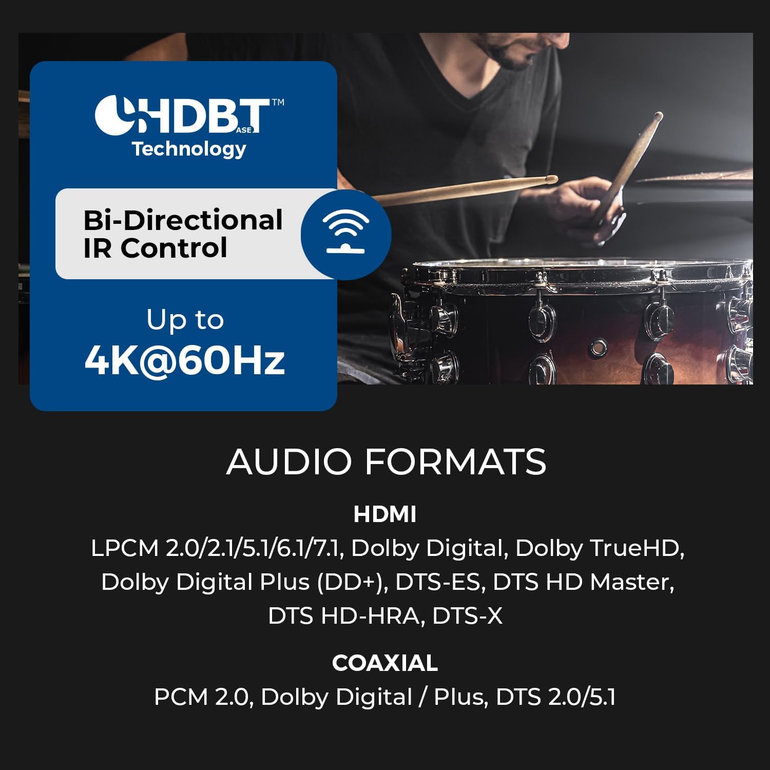 OREI Professional 4K 4x4 HDMI Extender Matrix - HDBaseT UltraHD 4K @ 60Hz 4:2:0 Over Single CAT5e/6/7 Cable with HDR Switcher & IR Control, RS-232 - Up to 230 Ft - Loop Out - 4 Receivers Included