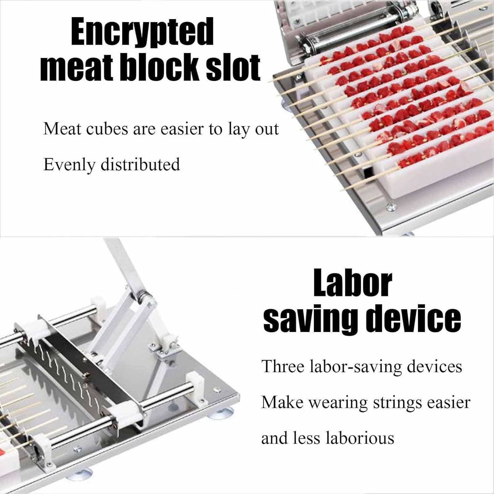 Máquina para Hacer brochetas y Pinchos de Carne de Acero Inoxidable con 2/4 Cajas de Molde para Barbacoa, Cocina, pícnics, Herramienta de pincho sin Esfuerzo 4templates