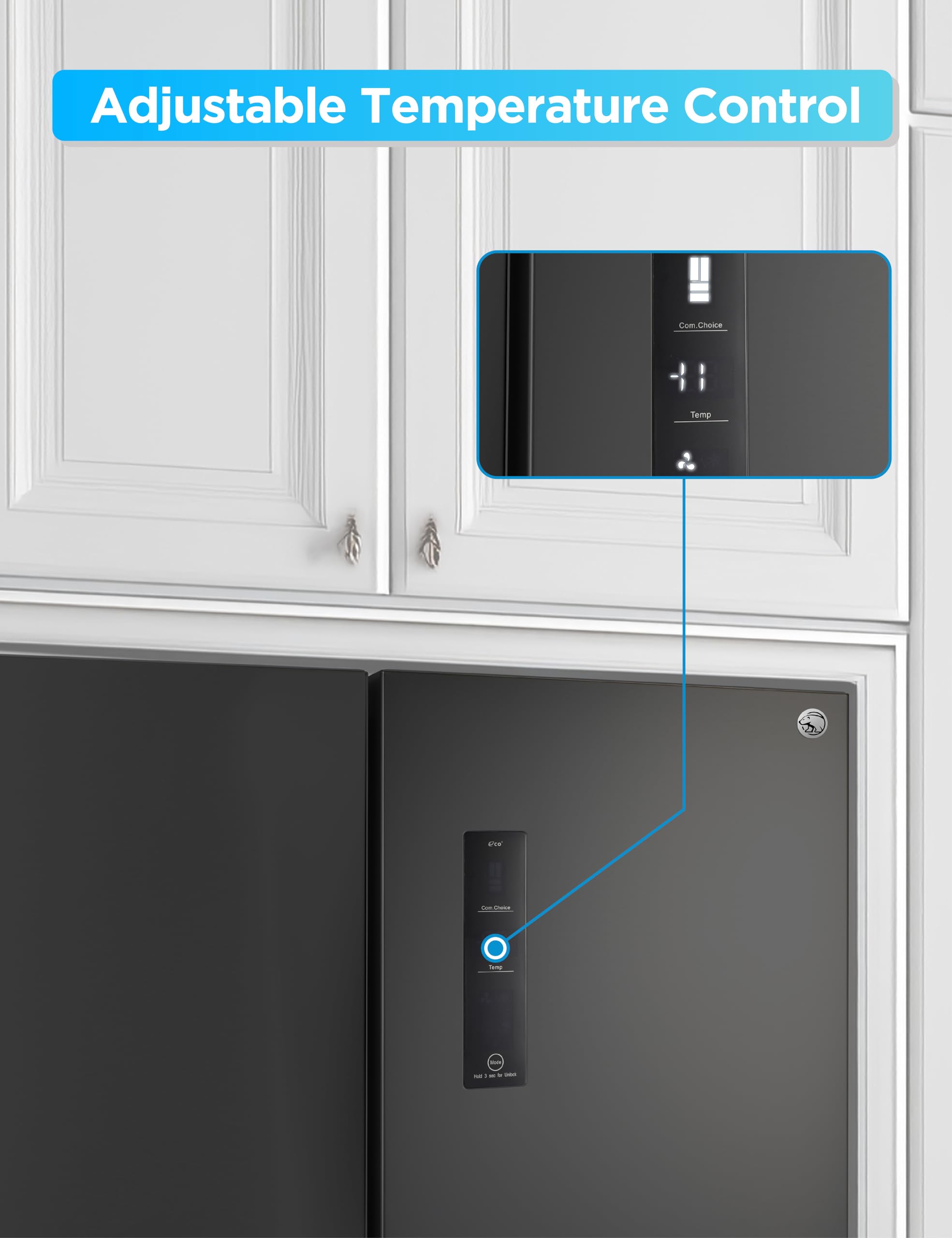 Commercial Cool 18.9 Cu. Ft. French Door Refrigerator, 33 Inch Wide Refrigerator with 2 Bottom Mount Freezer Drawers, Frost Free, LED Lighting, Digita on Fridge.com