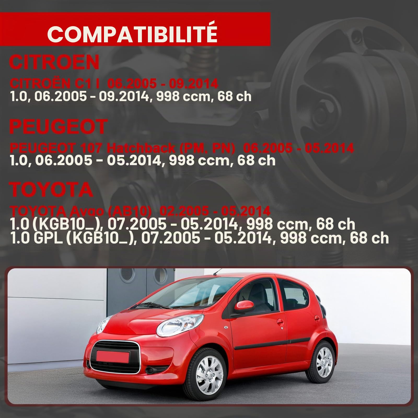 Catalyseurs pour voiture avec kit de montage pour C1 I 107 1.0 Aygo AB10 2005-2014 Accessoires auto Pièce n° 0342L5 BM91263H 0342.K3 0342.K8 0342.K0