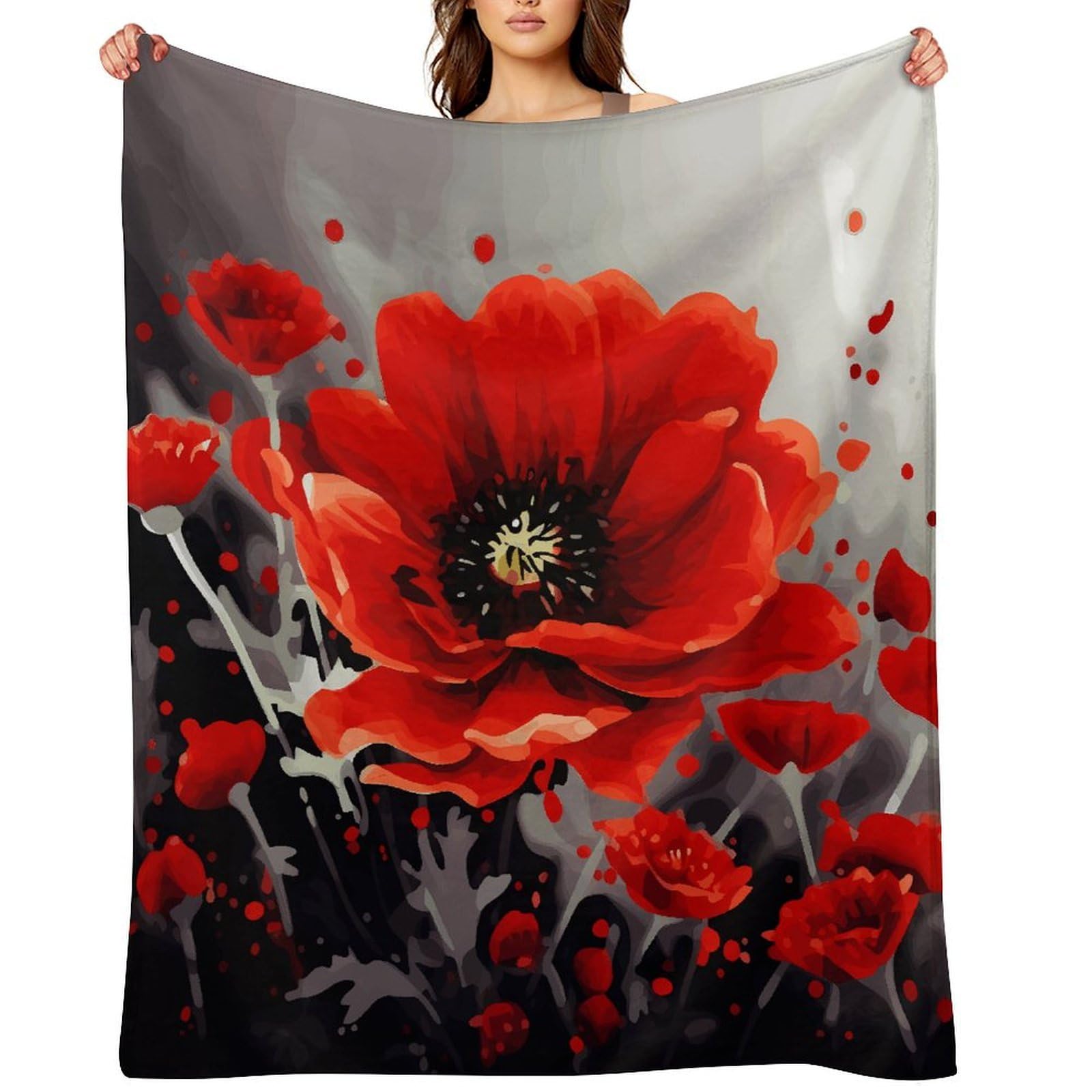 Fekiloot Style Dancing Red Flower Throw Blankets Camping Blanket30 X40