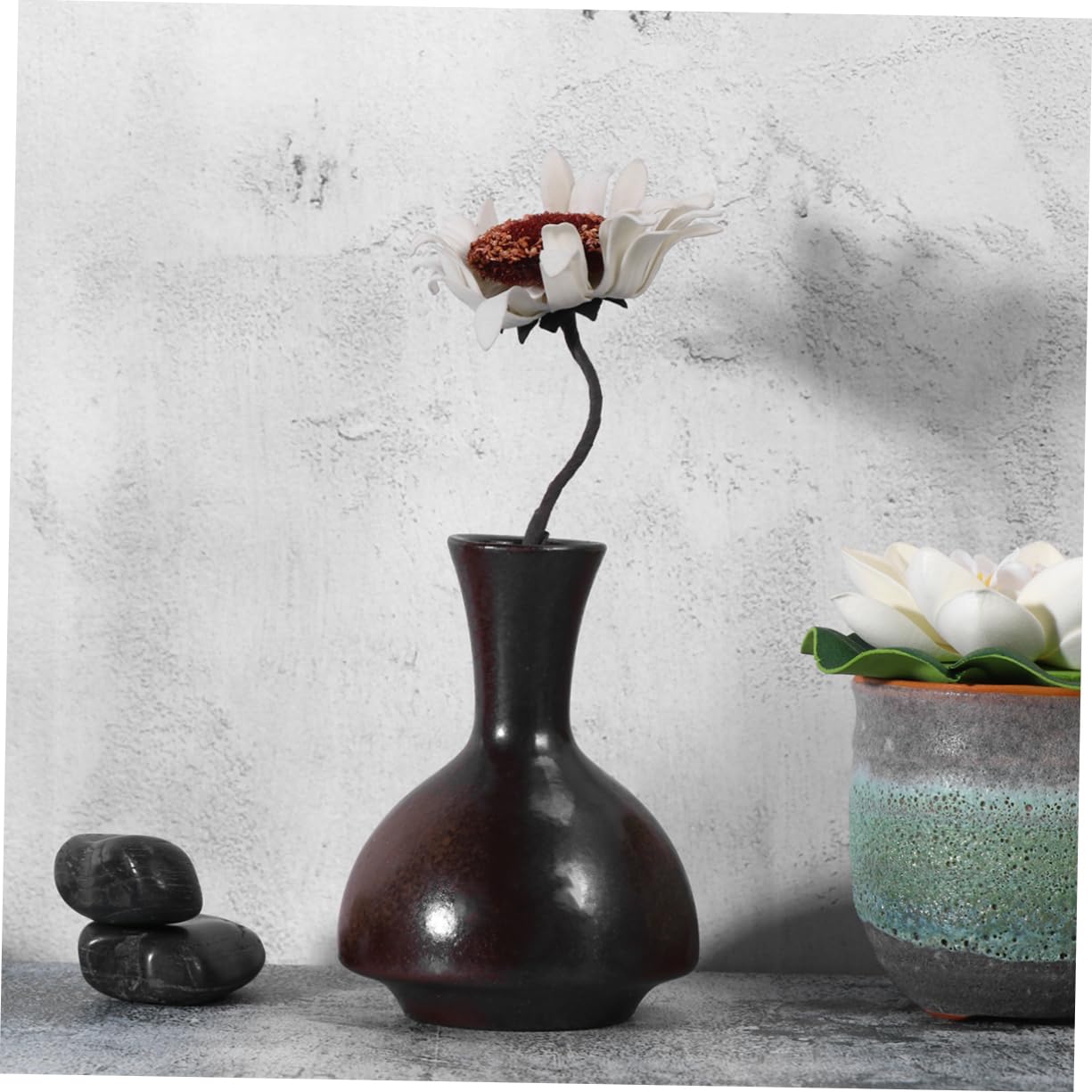 Lot De 3 Pots De Fleurs Colorés – Blanc, Rose, Vert – Dimensions 13x12,5x10 Cm – Pour Intérieur Ou Balcon