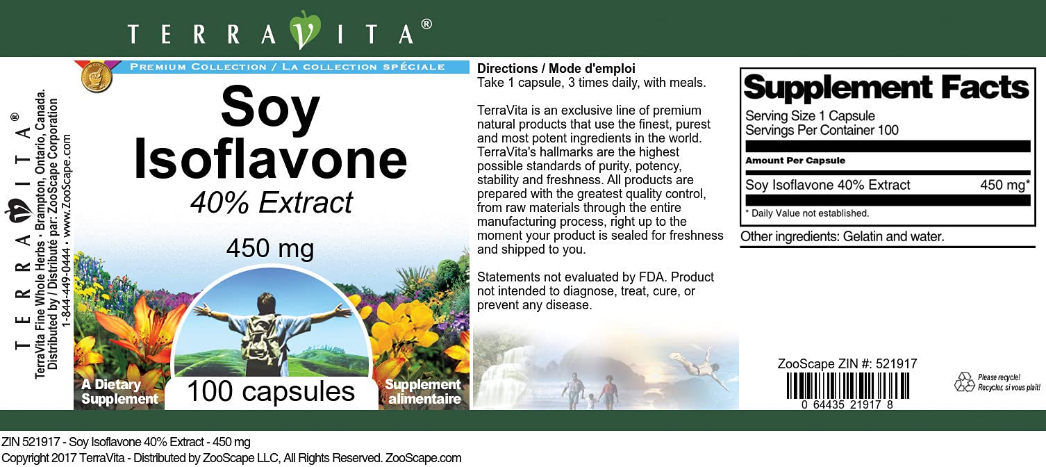 Amazon.com: Soy Isoflavone 40% - 450 mg (100 Capsules, ZIN: 521917