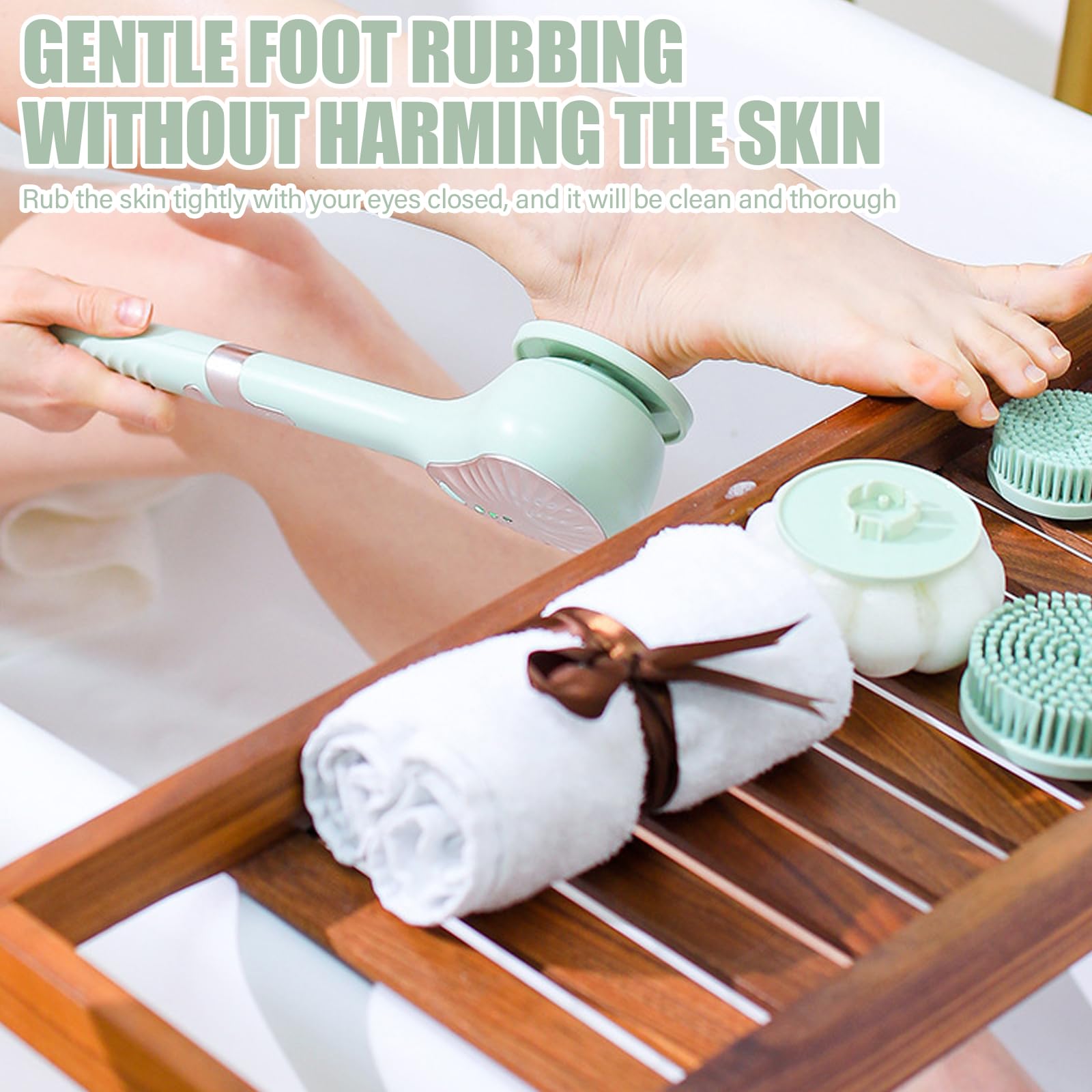 Spazzola elettrica per il corpo, spazzola per la schiena, con 6 cuciture, spazzola per la doccia con manico lungo, IP67, impermeabile, a 3 velocità, spazzola per la pulizia della spa, doccia, peeling