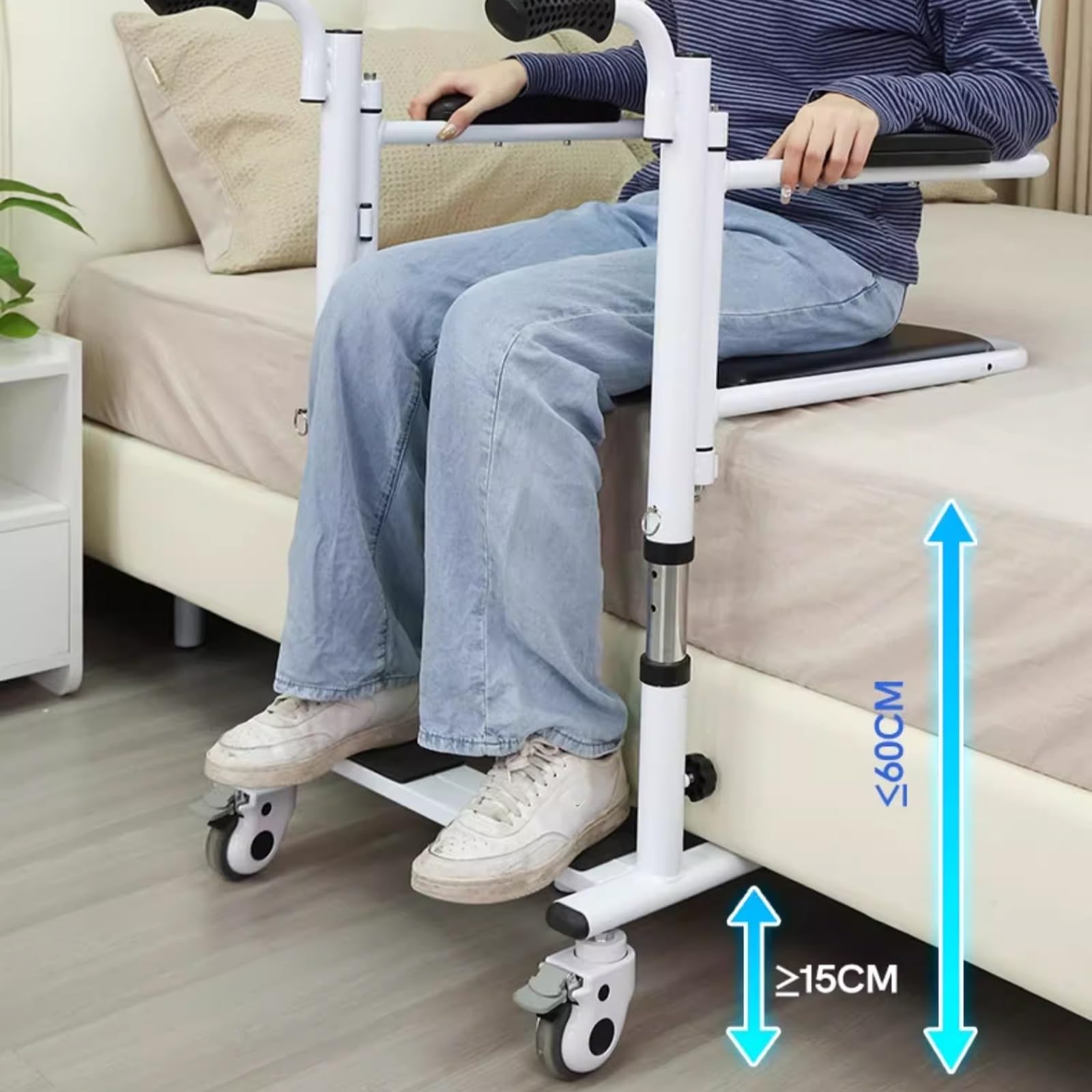 Sollevatore per Disabili Manuale, Montascale per Disabili con Ruote Universali, Sedie a Rotelle da Bagno,Sollevatore Multifunzionale per Trasferimento Paziente