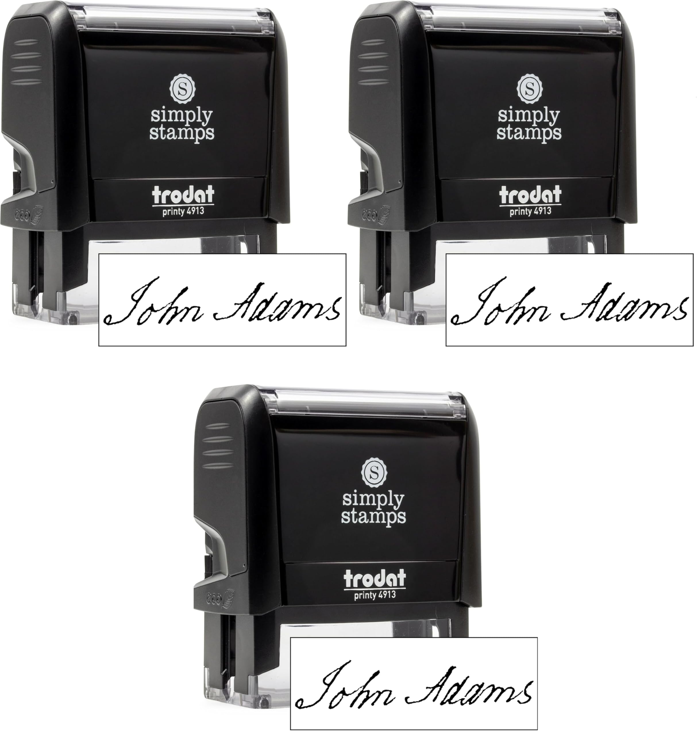 Custom Signature Stamp - Personalized Insignia - Self-Inking - Your Choice of 7 Ink Colors! (3, Large)