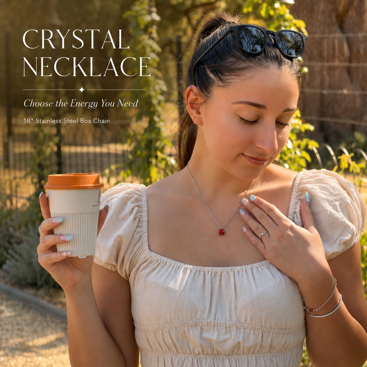 Juego de collar de cristal para mujer, collar con colgante intercambiable con cadena de acero inoxidable de 18 pulgadas, 7 colgantes cuadrados de cristal, obsidiana negra, labradorita, amatista