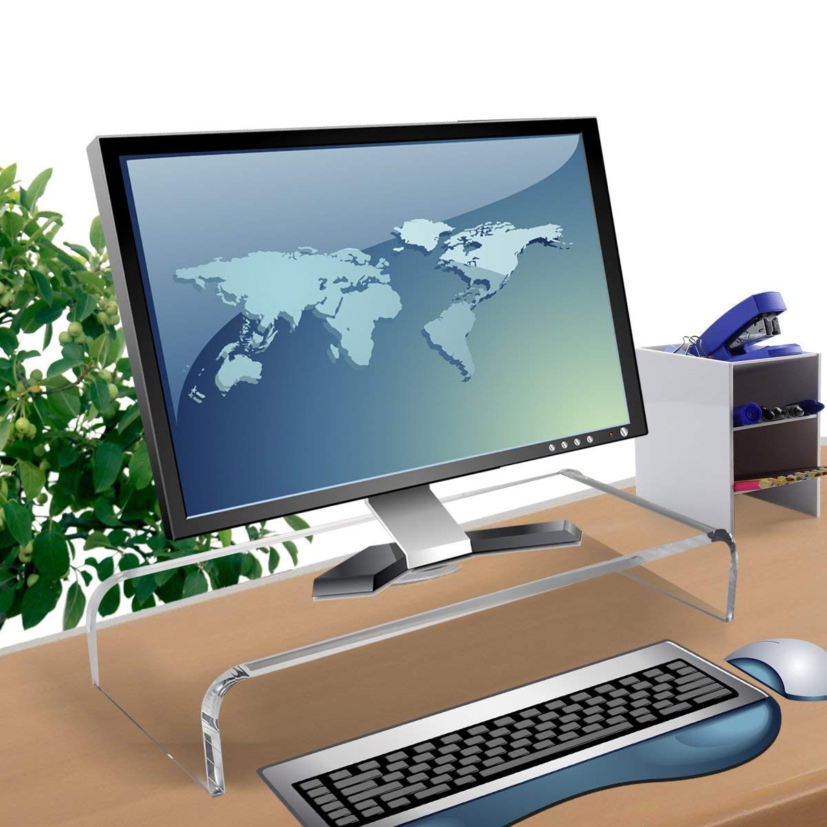 Acrylic Computer Monitor Stand Riser, Multi Media Desktop Stand for Flat Screen LCD LED TV, Laptop/Notebook/Xbox One, Acrylic Computer Monitor Stand Riser, Multi Media Desktop Stand for Flat Screen LCD LED TV, Laptop/Notebook/Xbox One,