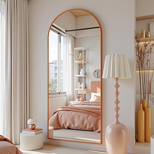 Miniatura 2 de Espejo de longitud completa, espejo de piso de 57 x 19 pulgadas, espejo de pie de arco independiente con soporte para dormitorio, espejo montado