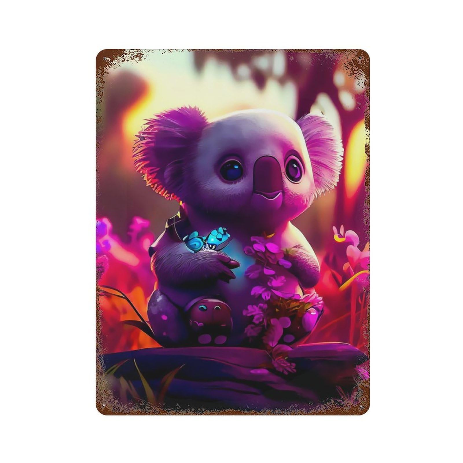 Koala 15.7"x11.8" Retro Metal Sign, Vintage Wall Decor for Garage, Bar And Workshop Decor