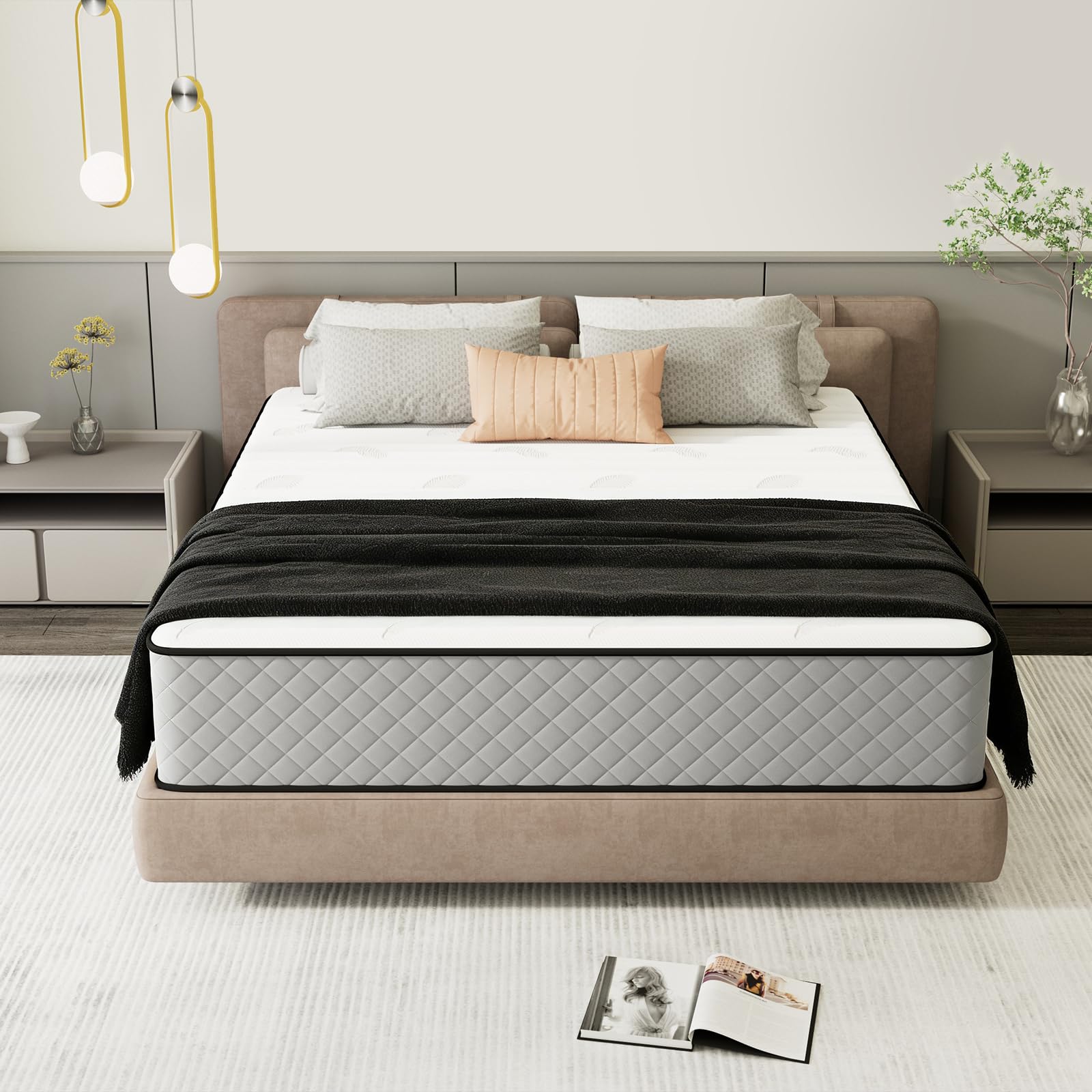 Full Mattress 12 Inch,Hybrid Memory Foam with Pocket Springs,Double Size Matelas Medium Firm Support, Pressure Relief, Soutien Mi-Ferme Full Size Bed Mattress in a Box
