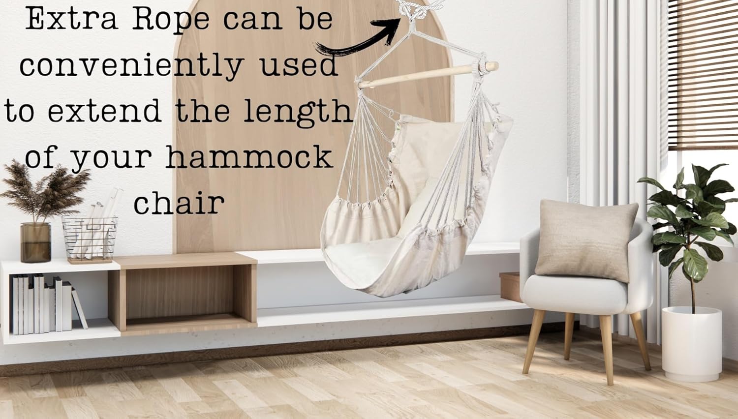 Hammock Garden Sports Dormitory Bedroom Hanging Chair Macrame Hanging Swing Seat with Weight Capacity 350 Lbs Indoor Outdoor Hanging Rope Swing Seat Chair with Free Pillow & a Gift