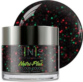 SNS Nail Dip Powder, Gelous Color Dipping Powder - Yukon Do It (Black, Glitter) - Long-Lasting Dip Nail Color Lasts 14 Days – Low-Odor & No UV Lamp Required - 1 oz