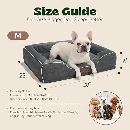 Miniatura 5 de Cama ortopédica refrescante para perros de tamaño mediano de hasta 30 libras, cama para mascotas de espuma viscoelástica de 28 x 23 x 6 pulgadas con