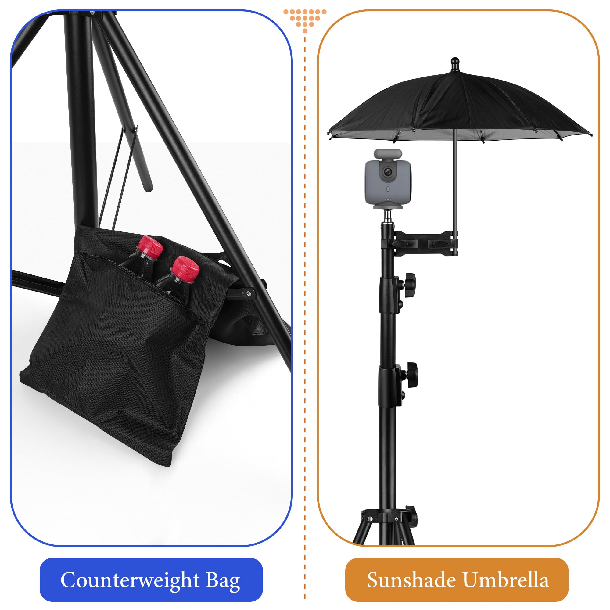 Geekria Trípode para cámara Deportiva Alto de 10 ft con Kit de Montaje, Soporte de grabación AI Ajustable para fútbol, 互換性 con XbotGo, Veo, Trace, Pixellot, Hudl, Ballercam, SOLOSHOT