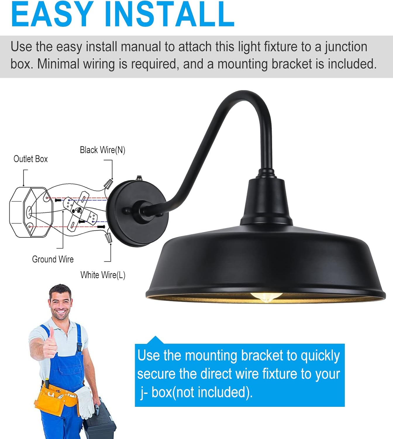 Buy 15 Large Outdoor Barn Light, Dusk to Dawn Gooseneck Lighting in