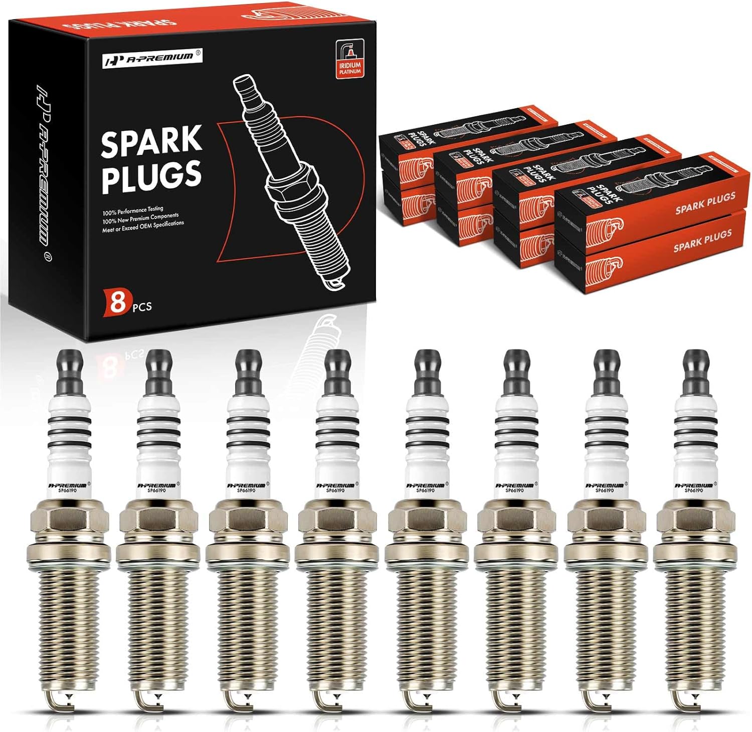 A-Premium Iridium Platinum Spark Plugs (Pack of 8) Compatible with Toyota Tundra 2007-2020, Sequoia 2008-2020, Land Cruiser 2008-2020 & Lexus GX460 2010-2020, LX570 2008-2020 & more