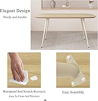 Vista 4 de Mesa de comedor moderna de granja de 47.2 pulgadas, mesa de comedor rectangular de madera con patas de metal para 4 personas para comedor, cocina