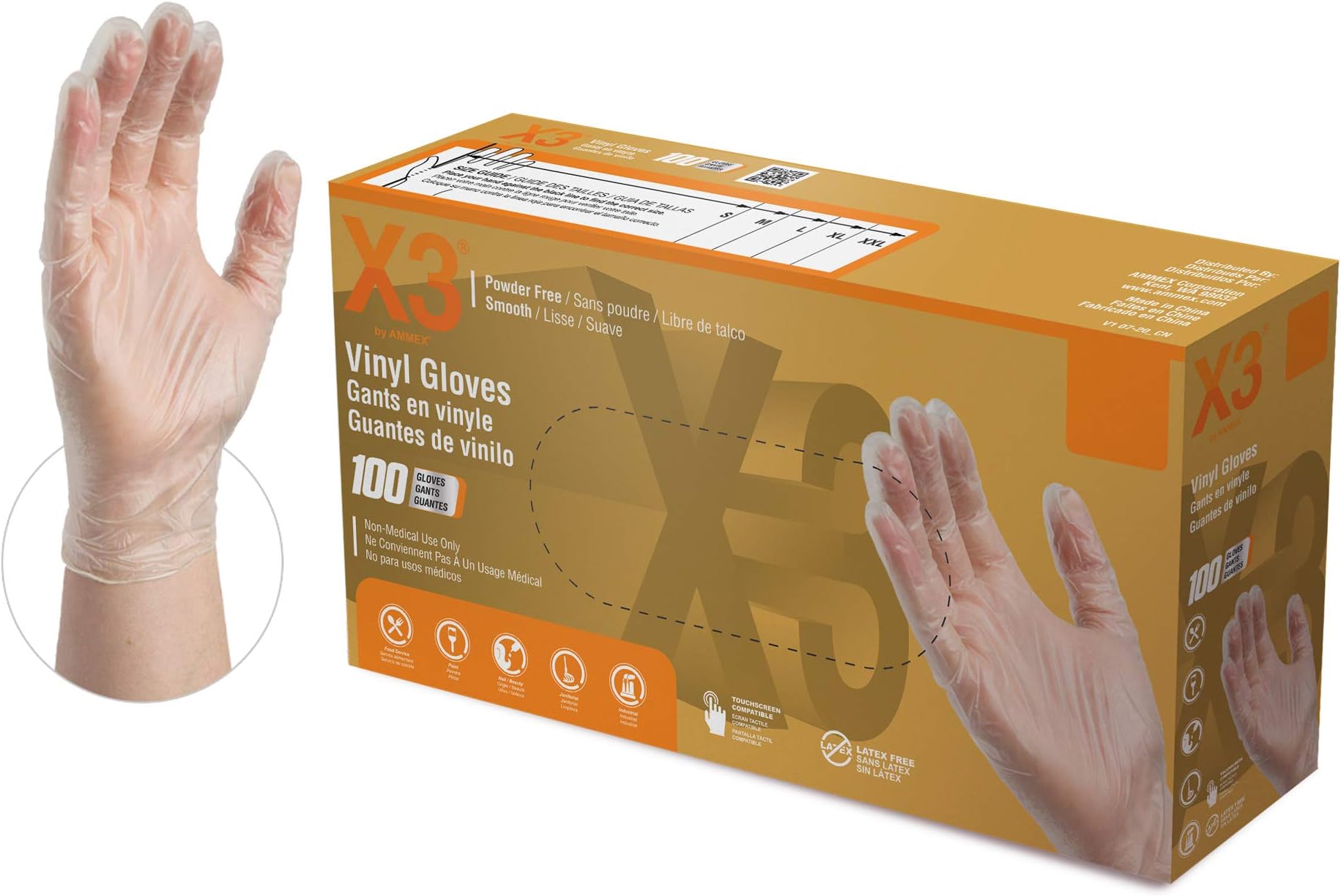 X3Clear Vinyl Industrial Gloves