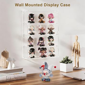Acrylic Display Case for Collectibles, 4 Layer Clear Wall Mounted or Desktop Storage Organizer for Pop Figures, Dustproof Display Cabinet Box for Mini Toys Rock Crystals
