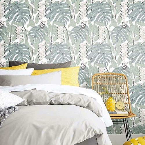 RoomMates RMK11531RL Finlayson - Papel tapiz autoadhesivo verde y amarillo Bunaken