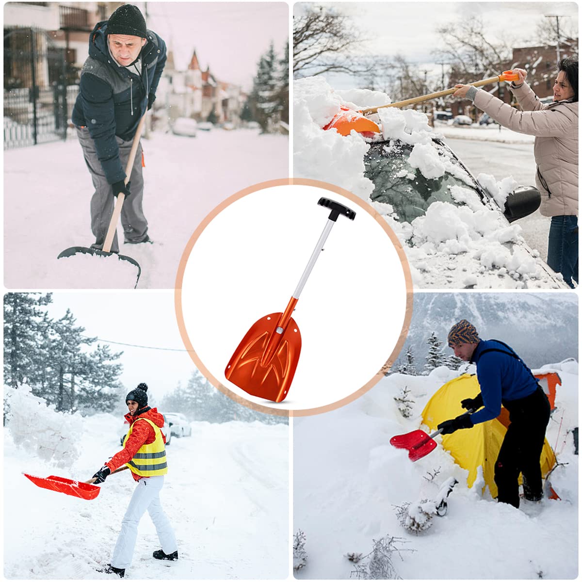 Pala de Nieve Ligera para Exteriores, raspador de Hielo de Aluminio, removedor de Nieve de Invierno, Herramienta de Pala telescópica de Supervivencia para Acampar al Aire Libre para Coches
