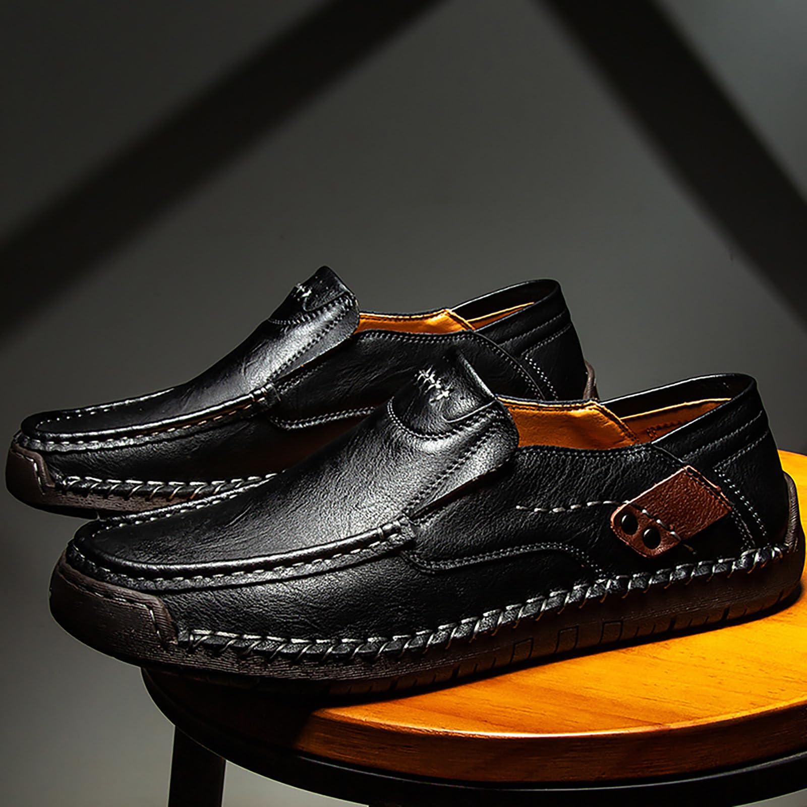 Zapatos de piel sintética para hombre, estilo retro, ligeros, de corte